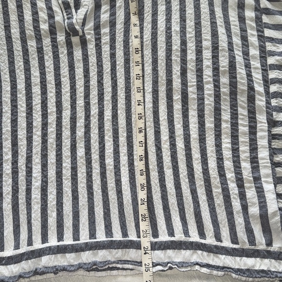 Cotton Bleu Striped Gray White Oversized Top Bat Wing Sleeve Poncho Style Sz L - Picture 6 of 10